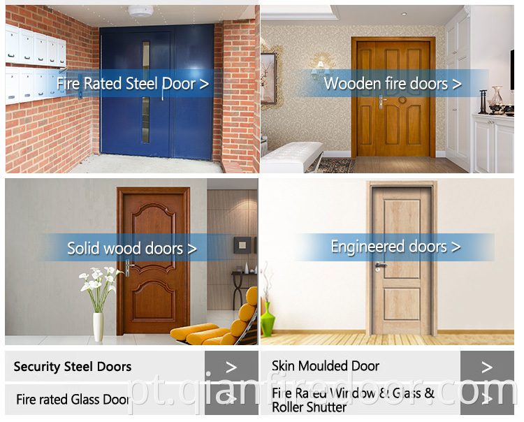 portas de madeira dianteira de segurança de núcleo sólido bs en exterior à prova de fogo 30 min fogo mdf classificado porta de painel interior